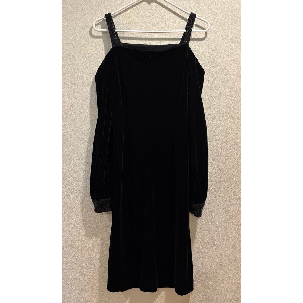 Lauren Ralph Lauren Black Off The Shoulder Bishop Sleeve Dress Size 8 - Picture 3 of 6